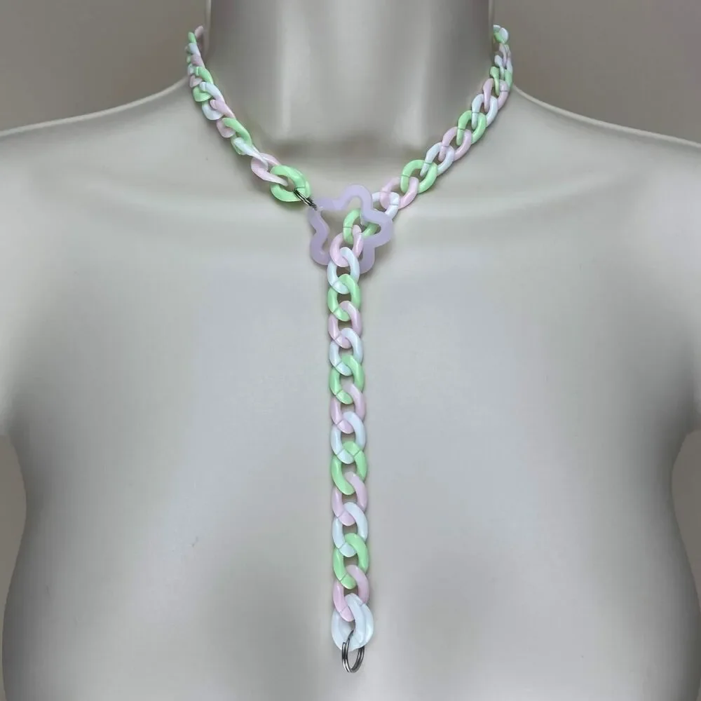 Rave 3pc set lariat drop star necklace, earrings (Kandi Hanami Dango)